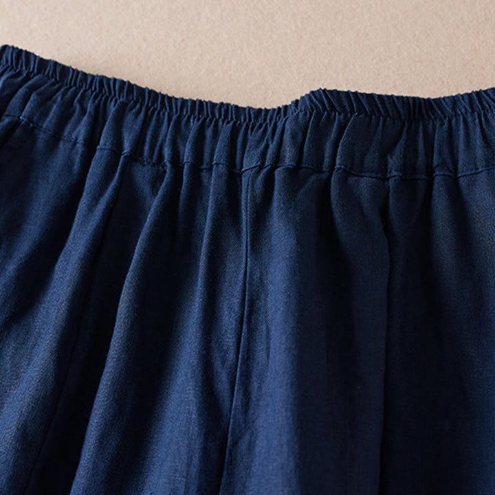 Pantalon sarouel en coton et lin pour femme, avec poches, motif Buddha Stones, fil coloré, longueur 7-8 - image 12