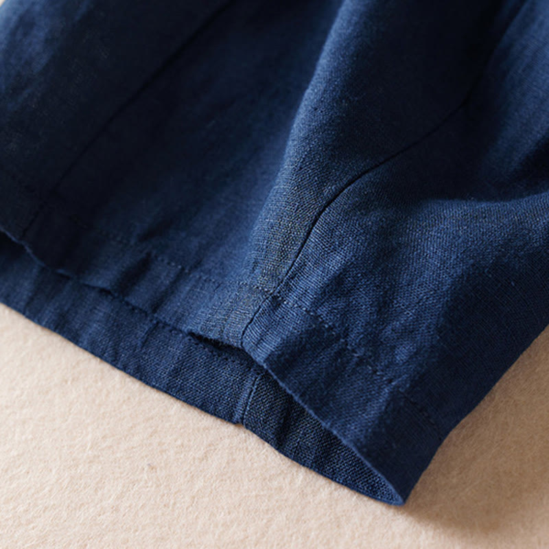 Pantalon sarouel en coton et lin pour femme, avec poches, motif Buddha Stones, fil coloré, longueur 7-8 - image 11