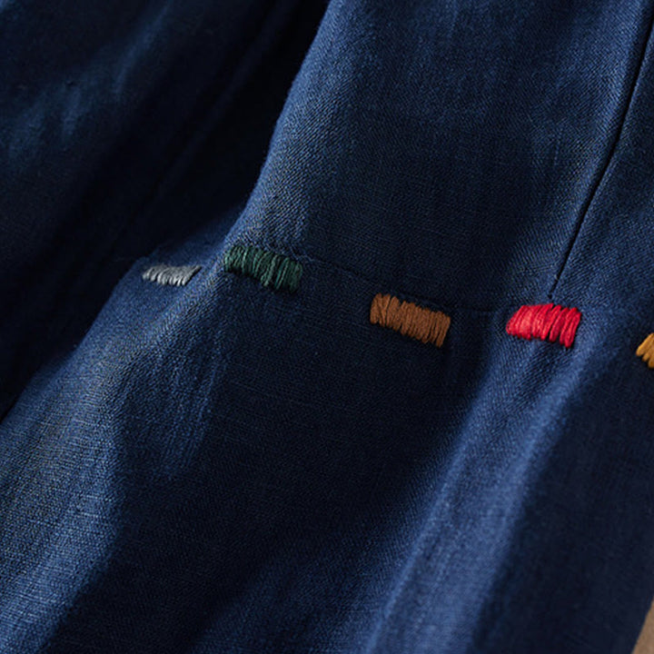 Pantalon sarouel en coton et lin pour femme, avec poches, motif Buddha Stones, fil coloré, longueur 7-8 - image 15