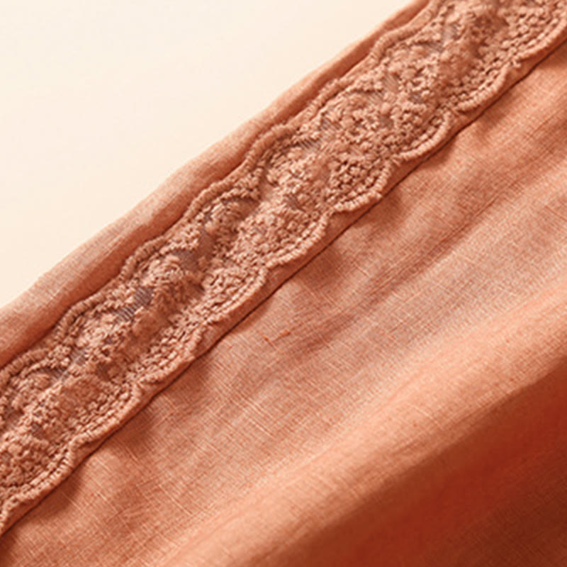 Pantalon sarouel en coton et lin avec poches pour femme, motif Buddha Stones, en dentelle unie - image 7