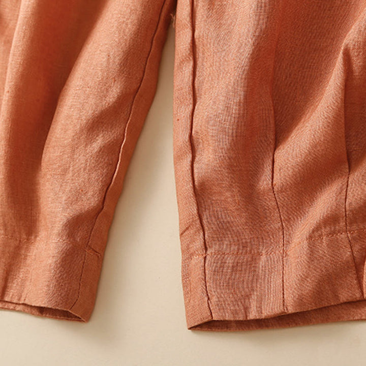 Pantalon sarouel en coton et lin avec poches pour femme, motif Buddha Stones, en dentelle unie - image 9