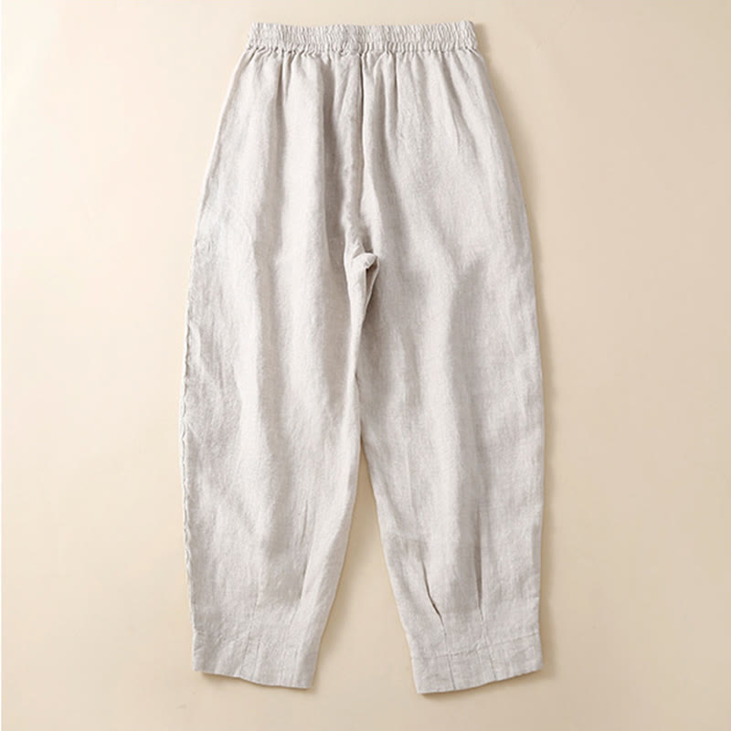 Pantalon sarouel en coton et lin avec poches pour femme, motif Buddha Stones, en dentelle unie - image 11