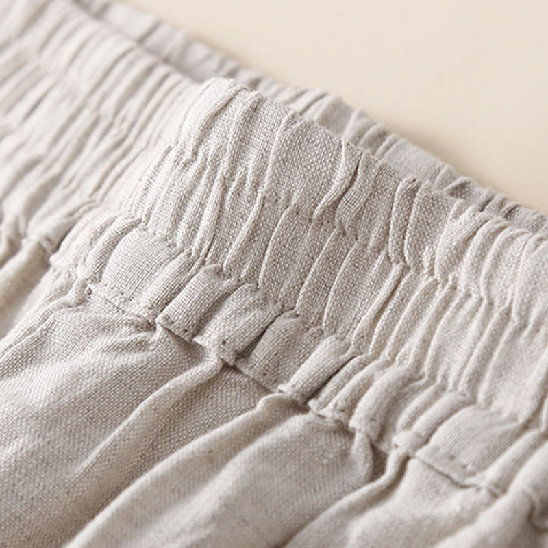 Pantalon sarouel en coton et lin avec poches pour femme, motif Buddha Stones, en dentelle unie - image 17