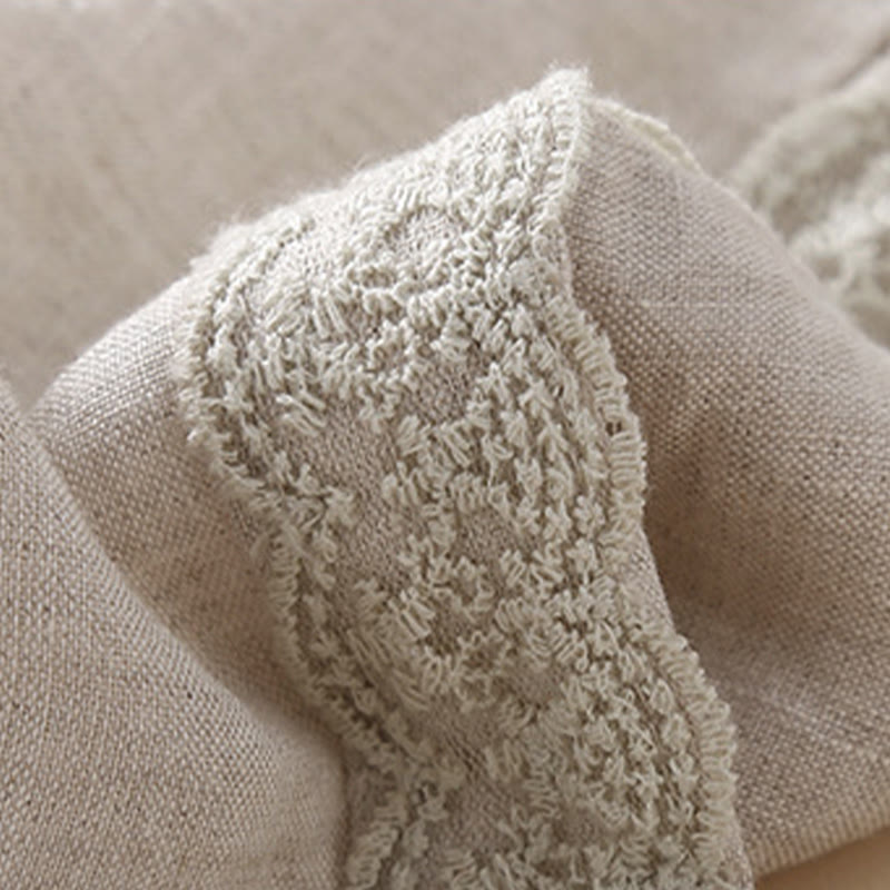 Pantalon sarouel en coton et lin avec poches pour femme, motif Buddha Stones, en dentelle unie - image 16