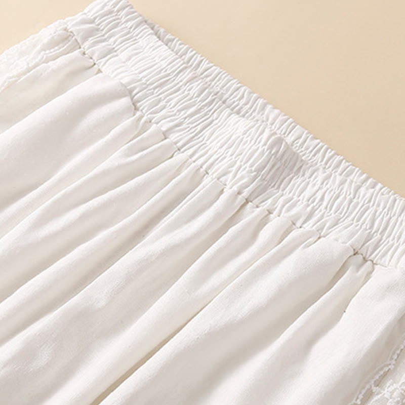 Pantalon sarouel en coton et lin avec poches pour femme, motif Buddha Stones, en dentelle unie - image 24