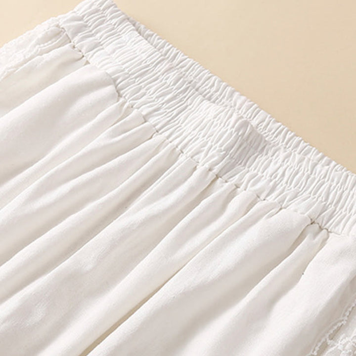 Pantalon sarouel en coton et lin avec poches pour femme, motif Buddha Stones, en dentelle unie - image 24