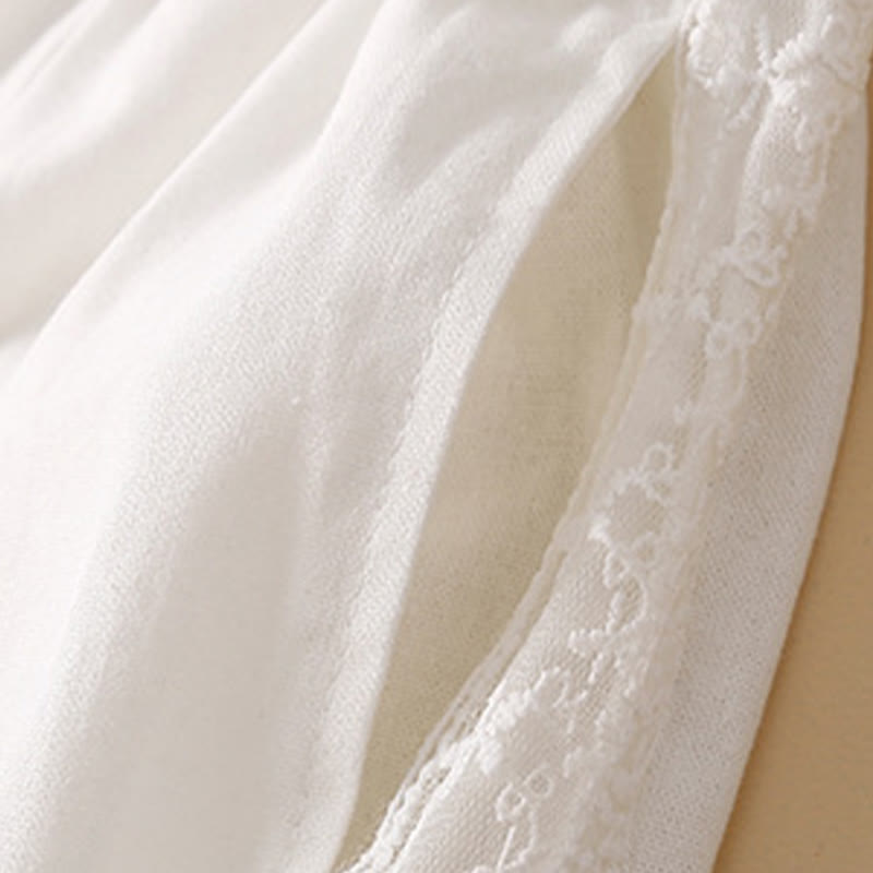 Pantalon sarouel en coton et lin avec poches pour femme, motif Buddha Stones, en dentelle unie - image 21