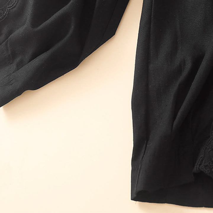 Pantalon sarouel en coton et lin avec poches pour femme, motif Buddha Stones, en dentelle unie - image 27