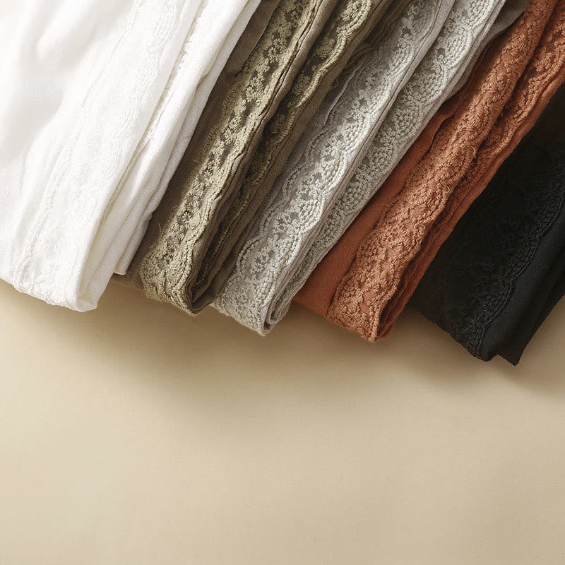 Pantalon sarouel en coton et lin avec poches pour femme, motif Buddha Stones, en dentelle unie - image 29