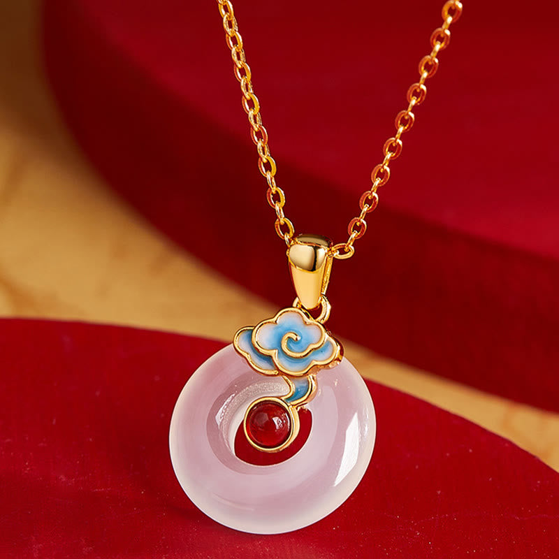 Collier en argent sterling 925 avec pendentif en calcédoine et boucle de paix en forme de nuage, Buddha Stones - image 2