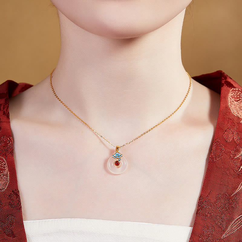 Collier en argent sterling 925 avec pendentif en calcédoine et boucle de paix en forme de nuage, Buddha Stones - image 8