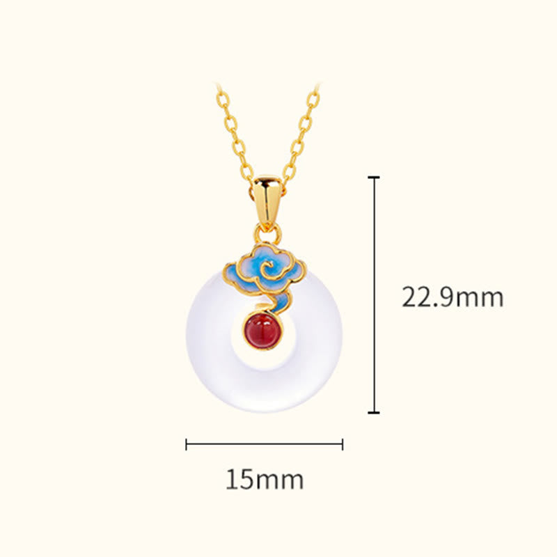 Collier en argent sterling 925 avec pendentif en calcédoine et boucle de paix en forme de nuage, Buddha Stones - image 3