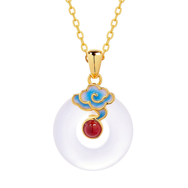 Collier en argent sterling 925 avec pendentif en calcédoine et boucle de paix en forme de nuage, Buddha Stones - image 5