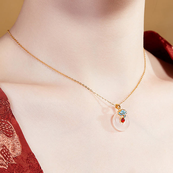 Collier en argent sterling 925 avec pendentif en calcédoine et boucle de paix en forme de nuage, Buddha Stones - image 9