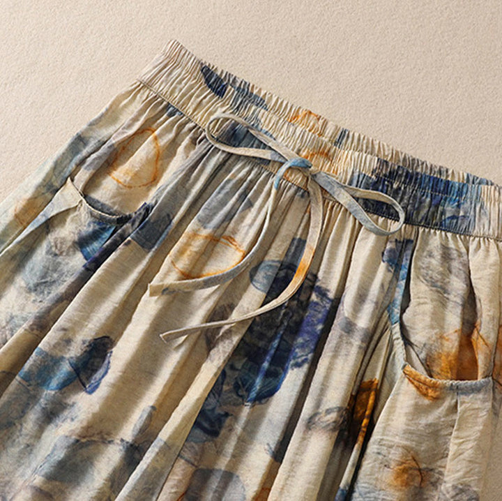 Pantalon décontracté en polyester à imprimé floral Buddha Stones pour femme, longueur 7-8, avec poches - image 10