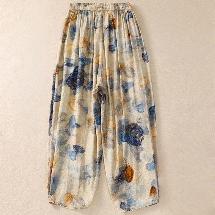 Pantalon décontracté en polyester à imprimé floral Buddha Stones pour femme, longueur 7-8, avec poches - image 9