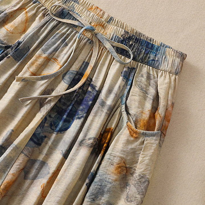 Pantalon décontracté en polyester à imprimé floral Buddha Stones pour femme, longueur 7-8, avec poches - image 13