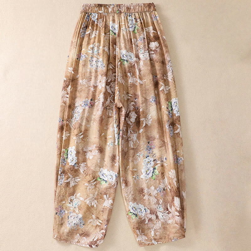 Pantalon décontracté en polyester à imprimé floral Buddha Stones pour femme, longueur 7-8, avec poches - image 16