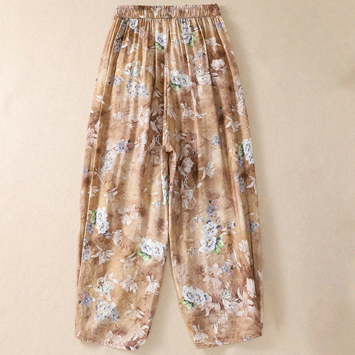 Pantalon décontracté en polyester à imprimé floral Buddha Stones pour femme, longueur 7-8, avec poches - image 16