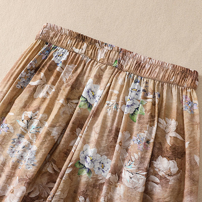 Pantalon décontracté en polyester à imprimé floral Buddha Stones pour femme, longueur 7-8, avec poches - image 18