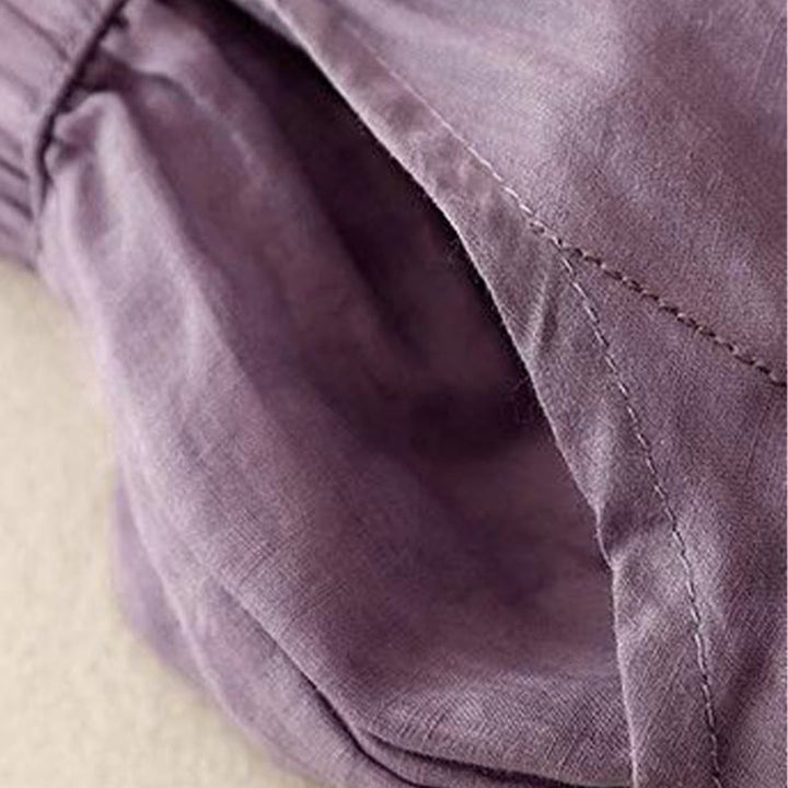 Pantalon large en coton avec broderies latérales et poches pour femme, longueur 7-8, motif Buddha Stones - image 4