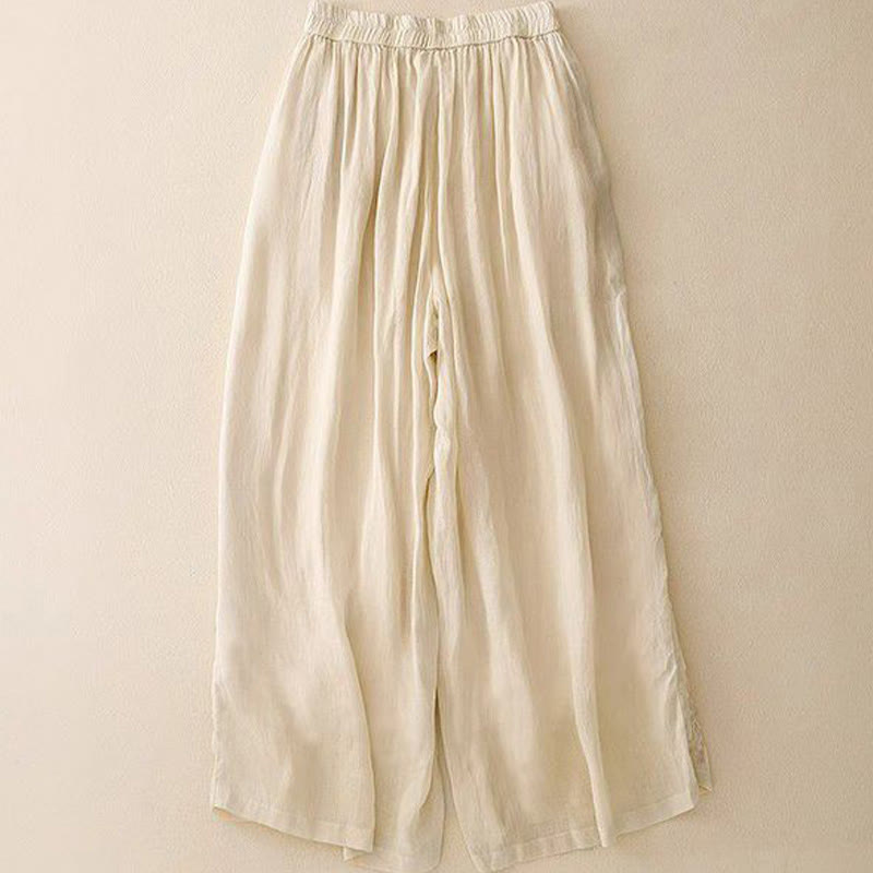 Pantalon large en coton avec broderies latérales et poches pour femme, longueur 7-8, motif Buddha Stones - image 7