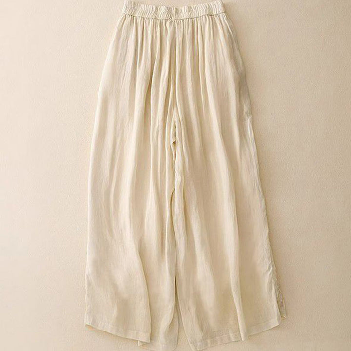 Pantalon large en coton avec broderies latérales et poches pour femme, longueur 7-8, motif Buddha Stones - image 7