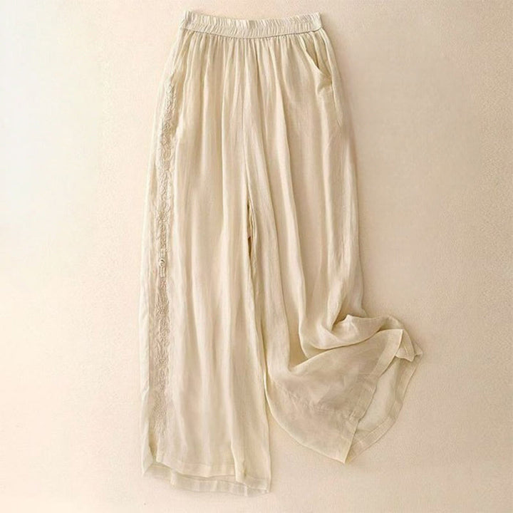 Pantalon large en coton avec broderies latérales et poches pour femme, longueur 7-8, motif Buddha Stones - Chiffon au citron - US12，UK/AU16，EU44 (3XL) - image 6