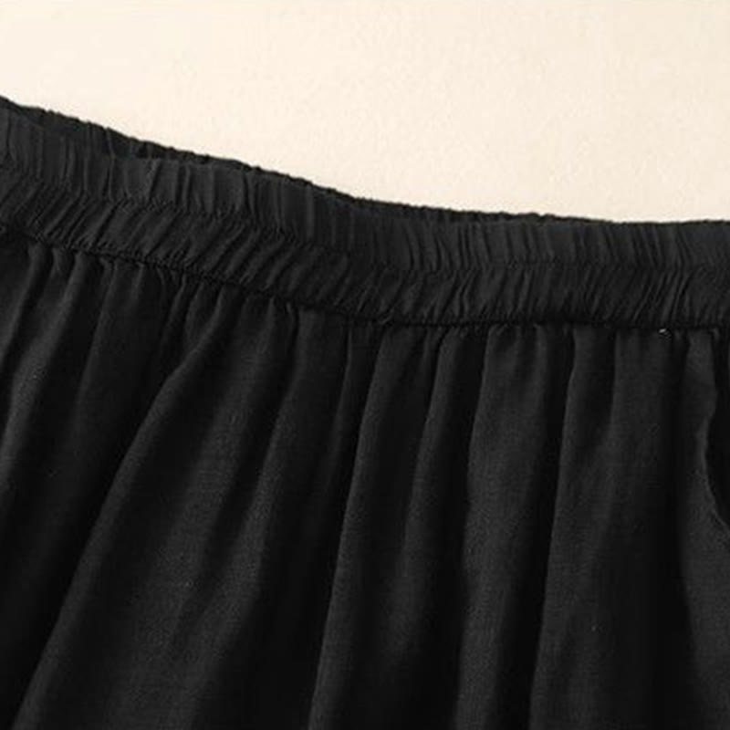 Pantalon large en coton avec broderies latérales et poches pour femme, longueur 7-8, motif Buddha Stones - image 15