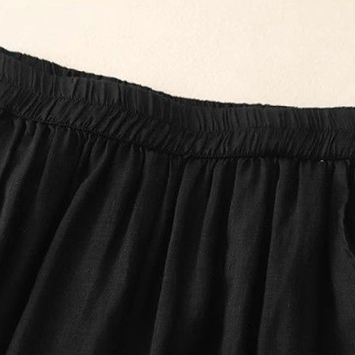 Pantalon large en coton avec broderies latérales et poches pour femme, longueur 7-8, motif Buddha Stones - image 15