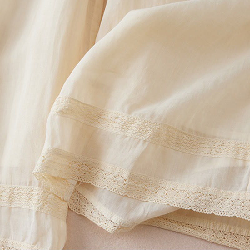 Pantalon large en coton avec poches et doublure décontractée Buddha Stones pour femme, longueur 7-8 - image 2