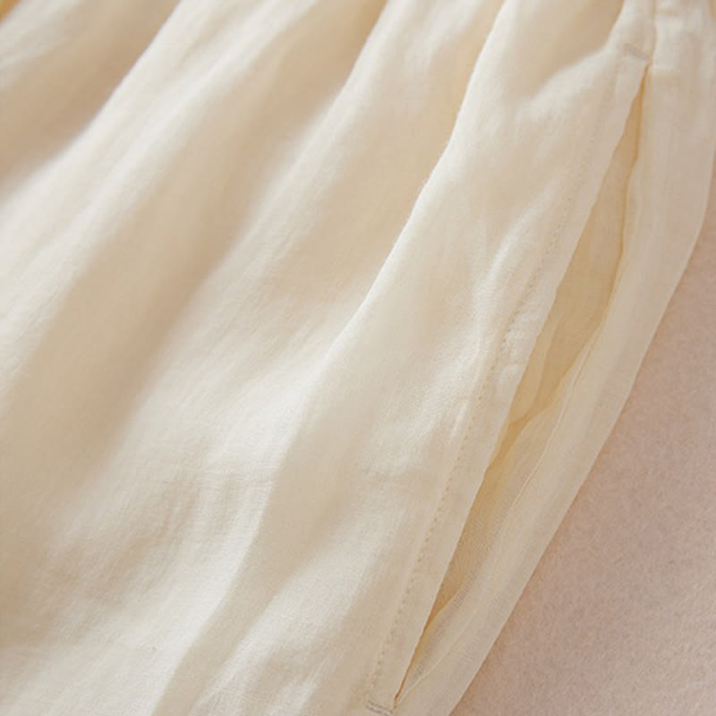 Pantalon large en coton avec poches et doublure décontractée Buddha Stones pour femme, longueur 7-8 - image 7