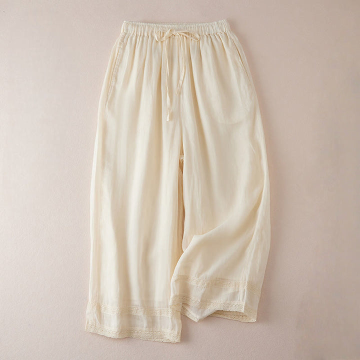 Pantalon large en coton avec poches et doublure décontractée Buddha Stones pour femme, longueur 7-8 - Soie de maïs - US8-10，UK/AU12-14，EU40-42 (2XL) - image 0
