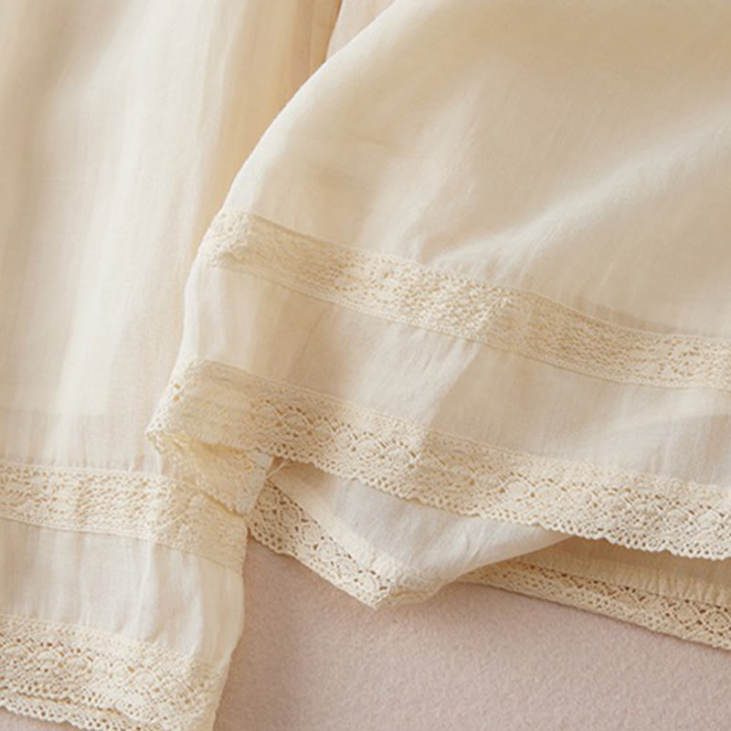 Pantalon large en coton avec poches et doublure décontractée Buddha Stones pour femme, longueur 7-8 - image 6