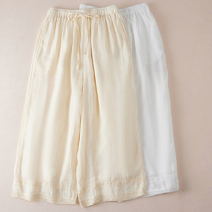 Pantalon large en coton avec poches et doublure décontractée Buddha Stones pour femme, longueur 7-8 - image 15