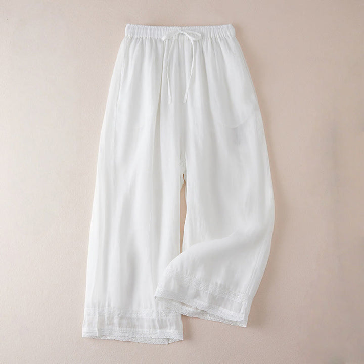 Pantalon large en coton avec poches et doublure décontractée Buddha Stones pour femme, longueur 7-8 - Blanc - US8-10，UK/AU12-14，EU40-42 (2XL) - image 9