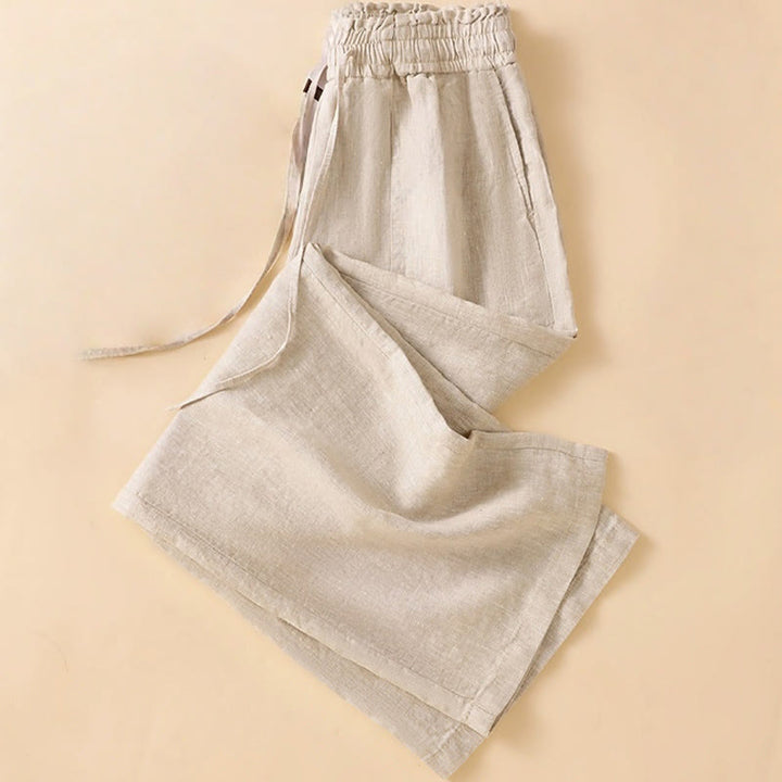 Pantalon large décontracté en coton avec poches pour femme, coupe droite, motif Buddha Stones, longueur 7-8 - image 2