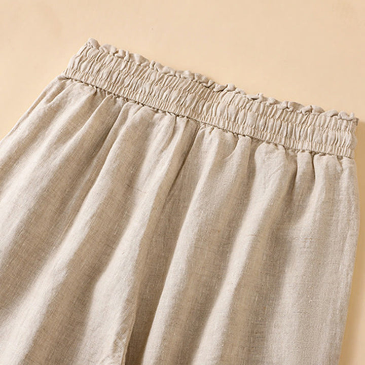 Pantalon large décontracté en coton avec poches pour femme, coupe droite, motif Buddha Stones, longueur 7-8 - image 3