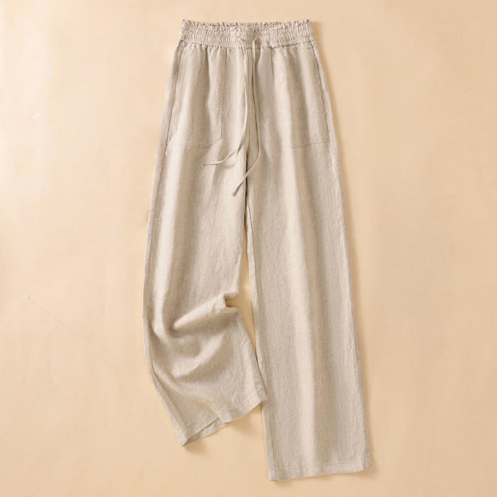 Pantalon large décontracté en coton avec poches pour femme, coupe droite, motif Buddha Stones, longueur 7-8 - Tanné - US12，UK/AU16，EU44 (2XL) - image 0