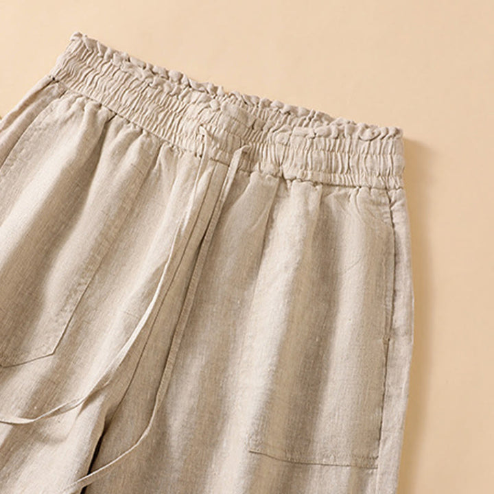 Pantalon large décontracté en coton avec poches pour femme, coupe droite, motif Buddha Stones, longueur 7-8 - image 5