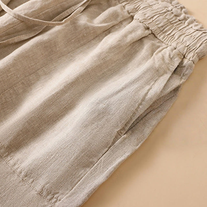 Pantalon large décontracté en coton avec poches pour femme, coupe droite, motif Buddha Stones, longueur 7-8 - image 4