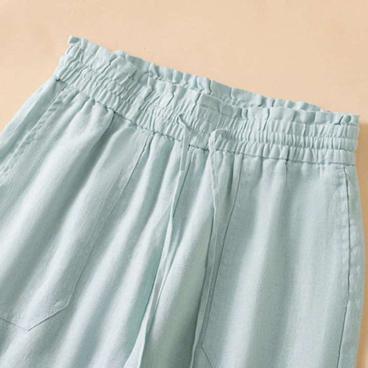 Pantalon large décontracté en coton avec poches pour femme, coupe droite, motif Buddha Stones, longueur 7-8 - image 13