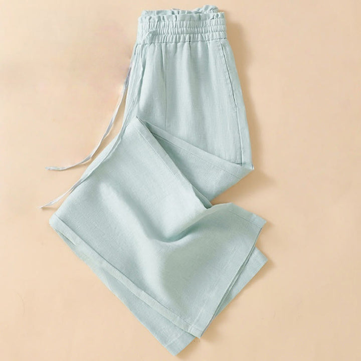 Pantalon large décontracté en coton avec poches pour femme, coupe droite, motif Buddha Stones, longueur 7-8 - image 9