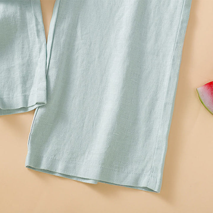 Pantalon large décontracté en coton avec poches pour femme, coupe droite, motif Buddha Stones, longueur 7-8 - image 10