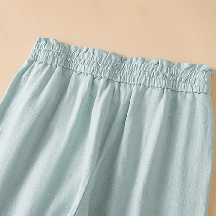 Pantalon large décontracté en coton avec poches pour femme, coupe droite, motif Buddha Stones, longueur 7-8 - image 12