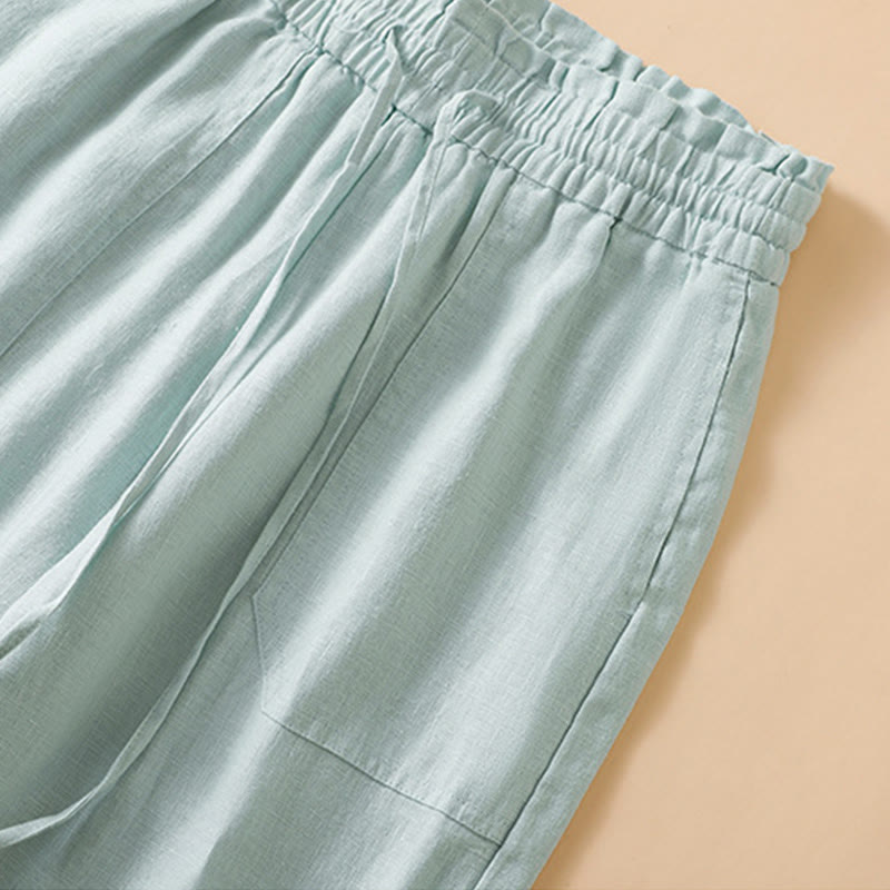 Pantalon large décontracté en coton avec poches pour femme, coupe droite, motif Buddha Stones, longueur 7-8 - image 11