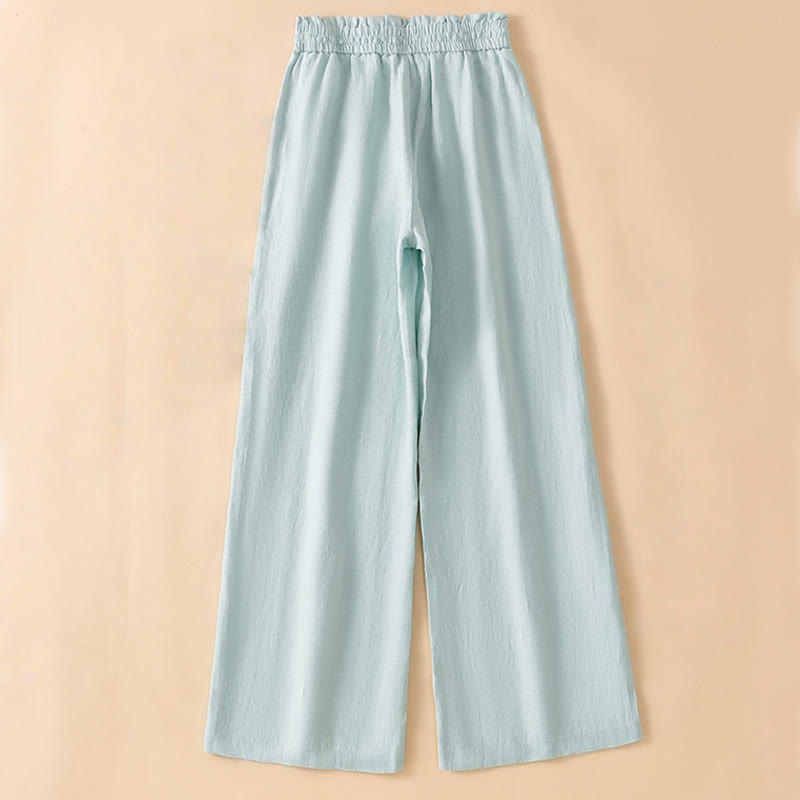 Pantalon large décontracté en coton avec poches pour femme, coupe droite, motif Buddha Stones, longueur 7-8 - image 8