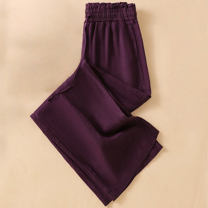 Pantalon large décontracté en coton avec poches pour femme, coupe droite, motif Buddha Stones, longueur 7-8 - image 16