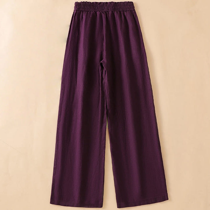 Pantalon large décontracté en coton avec poches pour femme, coupe droite, motif Buddha Stones, longueur 7-8 - image 15