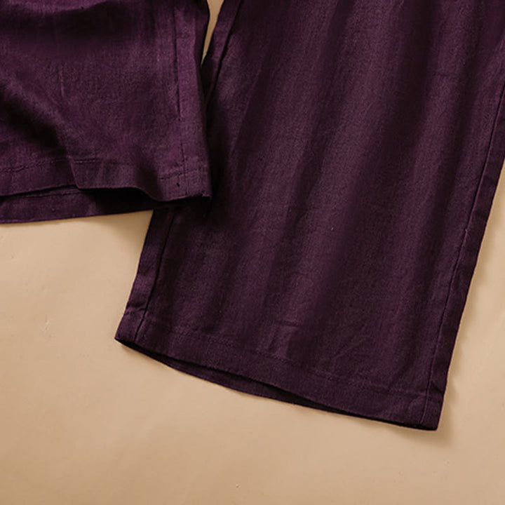 Pantalon large décontracté en coton avec poches pour femme, coupe droite, motif Buddha Stones, longueur 7-8 - image 17